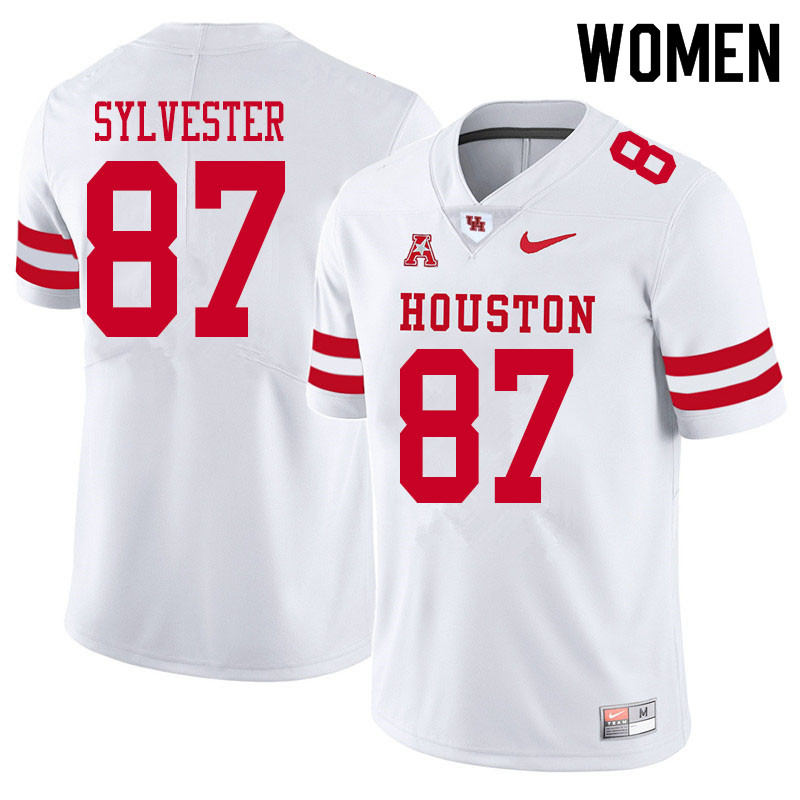 Women #87 Trevonte Sylvester Houston Cougars College Football Jerseys Sale-White - Click Image to Close